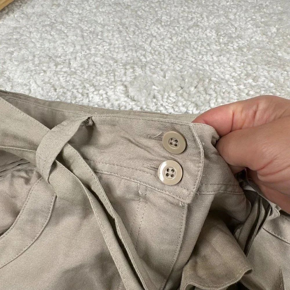 Sandro Linen Blend Barrel Drawstring Pants Beige - Picture 4 of 10
